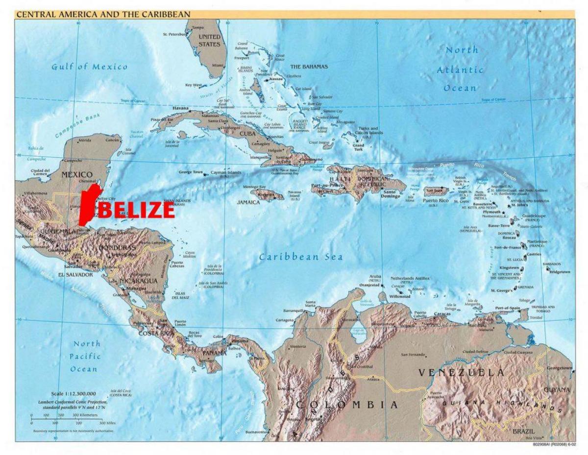 Ramani ya Belize amerika ya kati