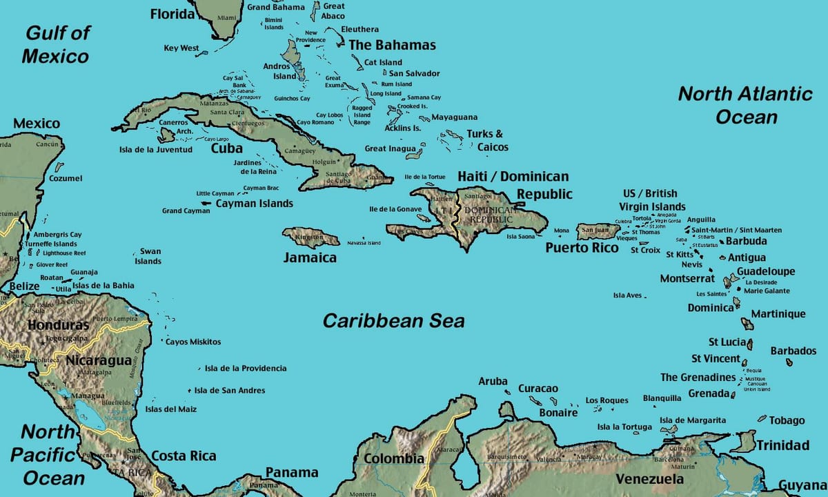Ramani ya Belize caribbean