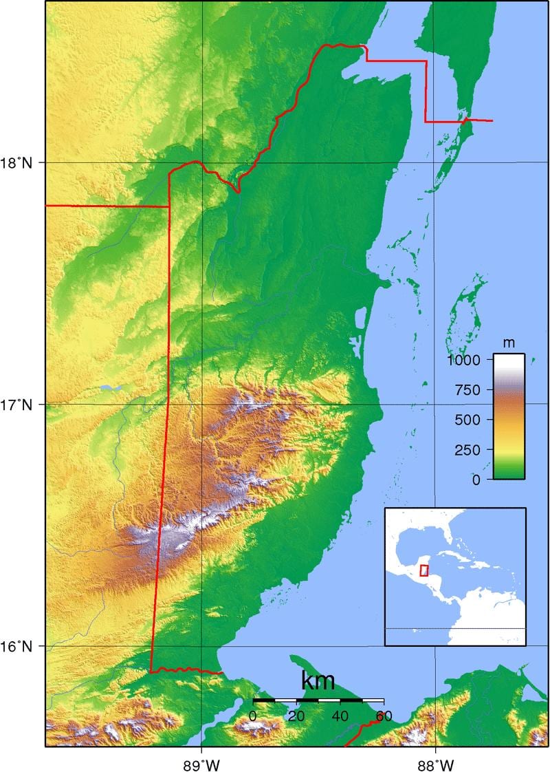 Ramani ya kimwili Belize