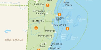 Ramani ya Belize na nchi jirani